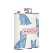 Personalisierter Yorkshire Terrier Blau Namensgesc Flachmann (Rechts)
