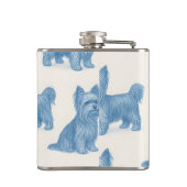 Personalisierter Yorkshire Terrier Blau Namensgesc Flachmann (Rückseite)