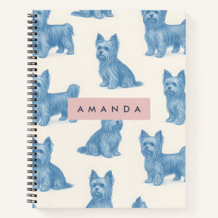 Personalisierter Yorkshire Terrier Blau Namensgesc Notizblock