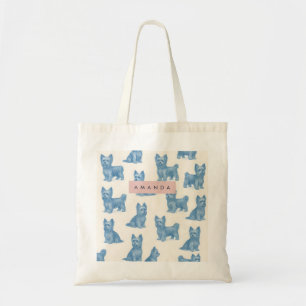 Personalisierter Yorkshire Terrier Blau Namensgesc Tragetasche