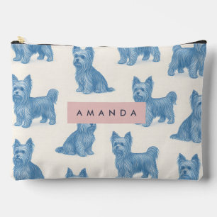 Personalisierter Yorkshire Terrier Blau Namensgesc Zubehörtasche