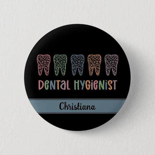 Personalisierter Zahnarzt Leopard Button (Vorderseite)