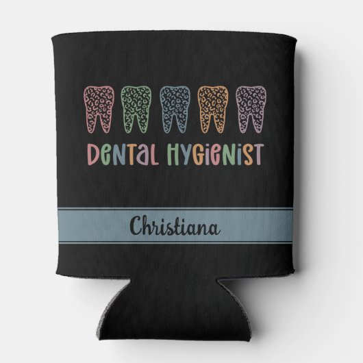 Personalisierter Zahnarzt Leopard Dosenkühler (Rückseite)