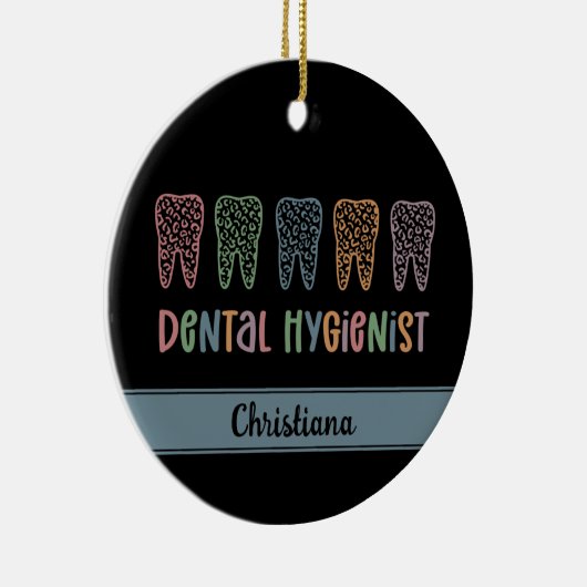 Personalisierter Zahnarzt Leopard Keramik Ornament (Rechts)