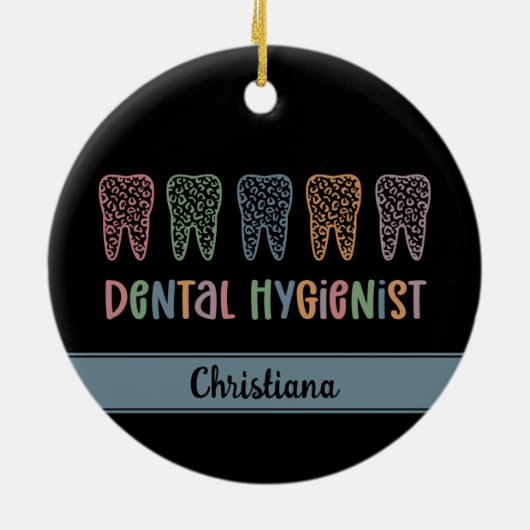 Personalisierter Zahnarzt Leopard Keramik Ornament (Hinten)