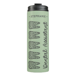 Personalisierter Zahnarzthelfer Leopardendruck Zah Thermosbecher