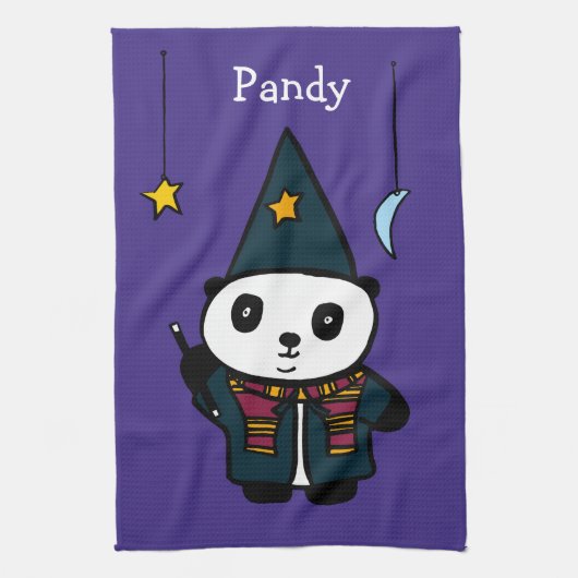Personalisierter Zauberer Pandy der Panda Küchentuch (Vertikal)