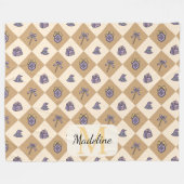 Personalisierter Zauberschul-Monogramm-Name Gold Fleecedecke (Vorderseite (Horizontal))