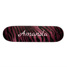 Personalisierter Zebra Black & Burgund Glitzer