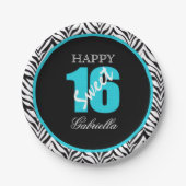 Personalisierter Zebra-Bonbon 16 Pappteller (Vorderseite)