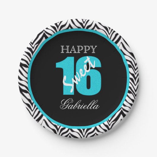 Personalisierter Zebra-Bonbon 16 Pappteller (Vorderseite)