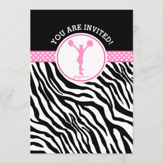 Personalisierter Zebra-Druckschrei oder Pom in Ros Einladung