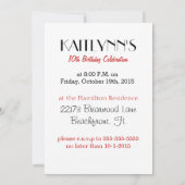 Personalisierter Zebra-Druckschrei oder Pom in Rot Einladung (Rückseite)