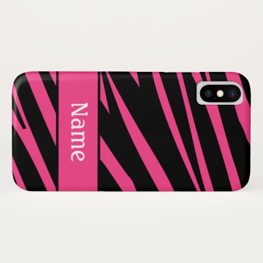 Personalisierter Zebra-Rosa-Schwarzipod-Touch-Fall Case-Mate iPhone Hülle (Rückseite (Horizontal))
