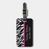 Personalisierter Zebra-Streifen mit rosa Gepäckanhänger (Vorderseite vertikal)