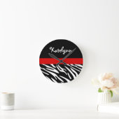 Personalisierter Zebrastreifen mit roter Wall-Uhr Runde Wanduhr (Zuhause)