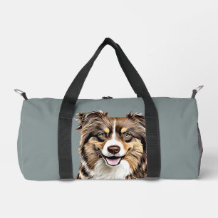 Personalisierter, Zeichnend Collie Dog an der Gren Duffle Bag