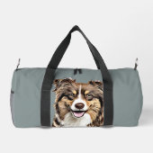 Personalisierter, Zeichnend Collie Dog an der Gren Duffle Bag (Rückseite)