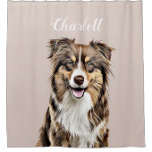 Personalisierter, Zeichnend Collie Dog an der Gren Duschvorhang (Vorderseite)