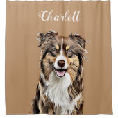 Personalisierter, Zeichnend Collie Dog an der Gren Duschvorhang (Vorderseite)