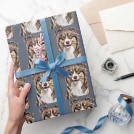 Personalisierter, Zeichnend Collie Dog an der Gren Geschenkpapier