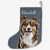 Personalisierter, Zeichnend Collie Dog an der Gren Kleiner Weihnachtsstrumpf (Rückseite)
