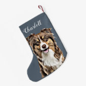 Personalisierter, Zeichnend Collie Dog an der Gren Kleiner Weihnachtsstrumpf (Rückseite (Hängend))