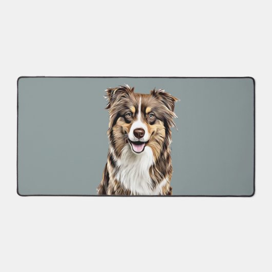 Personalisierter, Zeichnend Collie Dog an der Gren Schreibtischunterlage (Vorderseite)