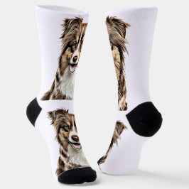 Personalisierter, Zeichnend Collie Dog an der Gren Socken