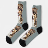 Personalisierter, Zeichnend Collie Dog an der Gren Socken (Linkes Detail)