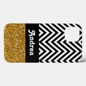 Personalisierter Zickzack Gold-Glitzer Case-Mate iPhone Hülle (Rückseite (Horizontal))