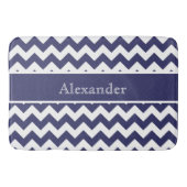 Personalisierter Zickzack Navy Blue Hintergrund Badematte (Vorderseite)