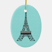 Personalisierter Zickzack Pariser Eiffelturm Keramik Ornament (Vorne)