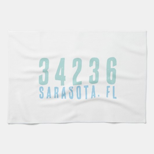 Personalisierter Zip-Code, Stadt, Staat | Blues de Geschirrtuch (Horizontal)