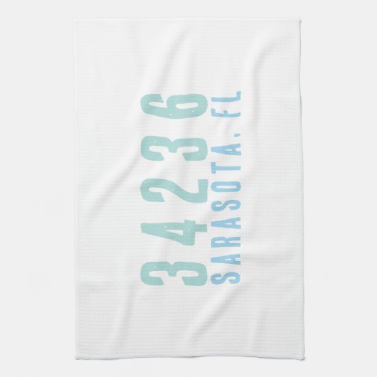 Personalisierter Zip-Code, Stadt, Staat | Blues de Geschirrtuch (Vertikal)