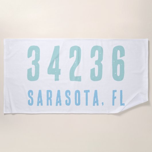 Personalisierter Zip-Code, Stadt, Staat | Blues de Strandtuch (Vorderseite)