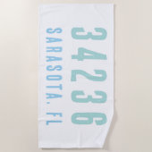 Personalisierter Zip-Code, Stadt, Staat | Blues de Strandtuch (Vorderseite)