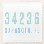 Personalisierter Zip-Code, Stadt, Staat Blues der  Glasuntersetzer (Vorderseite)