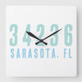 Personalisierter Zip-Code, Stadt, Staat Blues der Quadratische Wanduhr (Vorderseite)