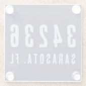 Personalisierter Zip-Code, Stadt, Staat | Navy Blu Glasuntersetzer (Rückseite)