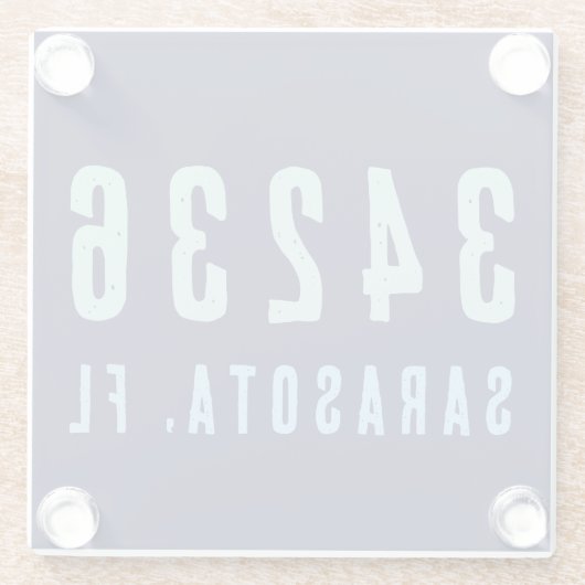 Personalisierter Zip-Code, Stadt, Staat | Navy Blu Glasuntersetzer (Rückseite)