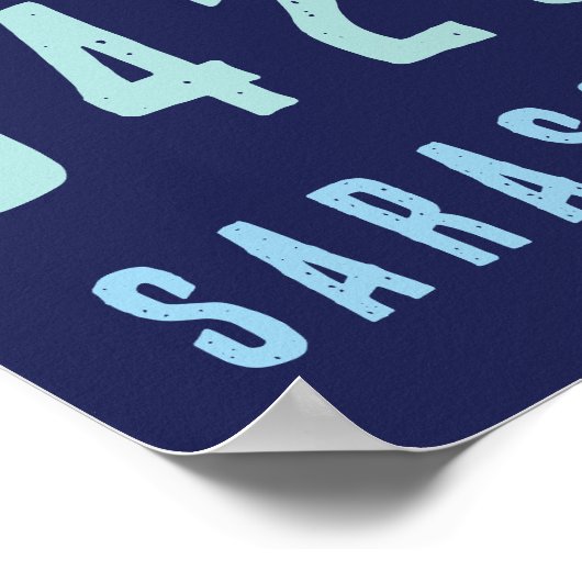 Personalisierter Zip-Code, Stadt, Staat | Navy Blu Poster (Ecke)