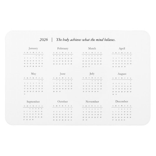 Personalisierter Zitat 2026 Kalender Magnet (Horizontal)