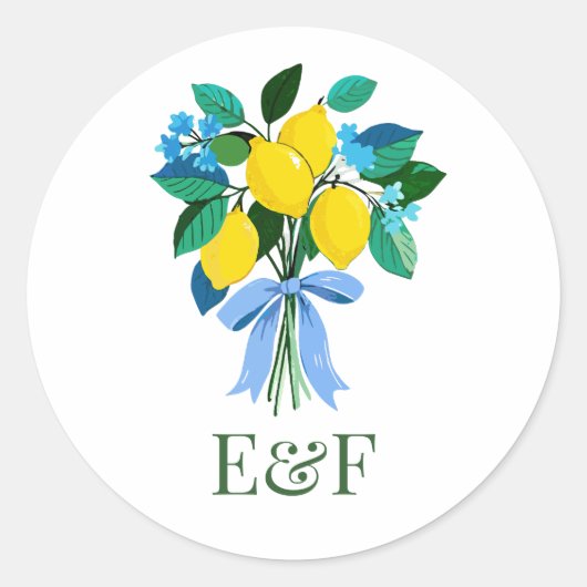 Personalisierter Zitronen-Brautjungfer-Party-Monog Runder Aufkleber (Vorderseite)