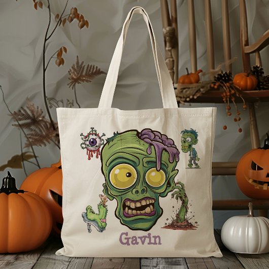 Personalisierter Zombie Boy Trick oder Candy Tragetasche