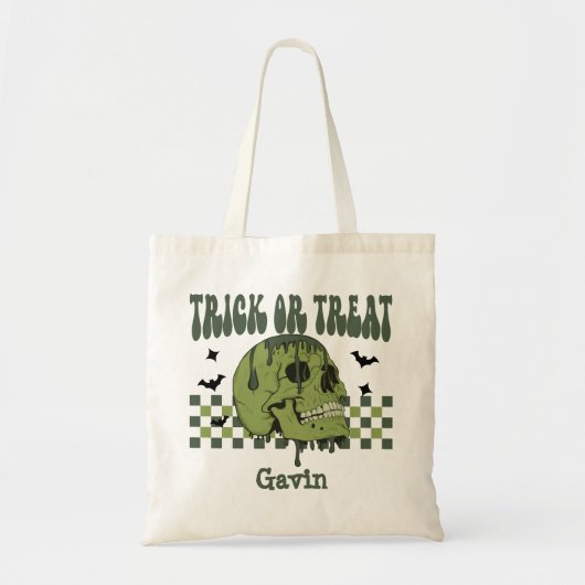 Personalisierter Zombie Skull Boy Trick oder Candy Tragetasche (Vorne)