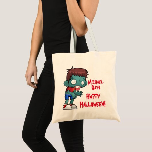 Personalisierter Zombie-Trick oder Leckerei Tragetasche (Vorderseite (Produkt))