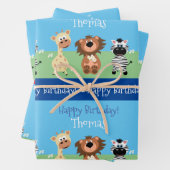 Personalisierter Zoo Themenkids Geschenkpapier Set (Beispiel)