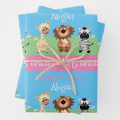 Personalisierter Zoo Themenkids Geschenkpapier Set (Beispiel)
