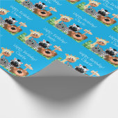 Personalisierter Zootier Geburtsdatum Grüne Leaf Geschenkpapier (Ecke)